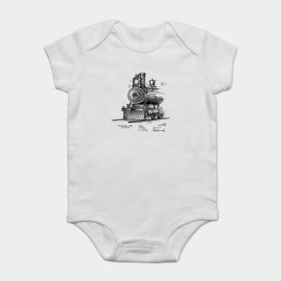 Vintage Steam Engine Locomotive Patent 1898 Baby Bodysuit